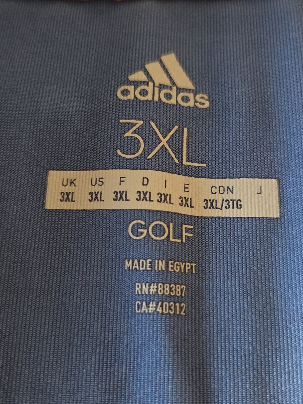 Adidas Golf Men’s 3XL Polo Shirt Blue Gray Orange Striped Stretch Performance - Picture 3 of 4